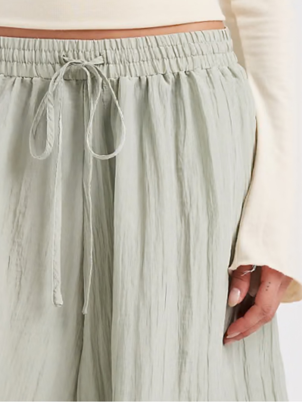 Neutral Ground Sage Elastic Waist Linen Pants Size M